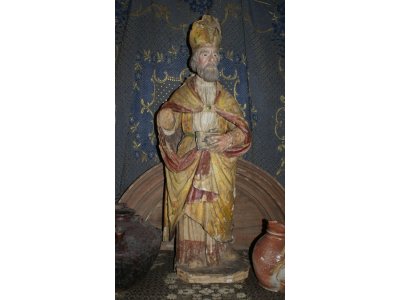 Statue religieuse en bois polychrome et toile empesée