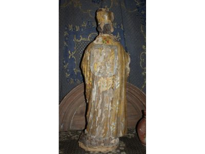 Statue religieuse en bois polychrome et toile empesée